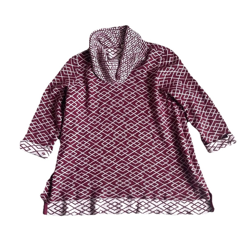 Anthropologie Moth Womens Cowl Neck Sweater Large Pullover Galena Alpaca Wine